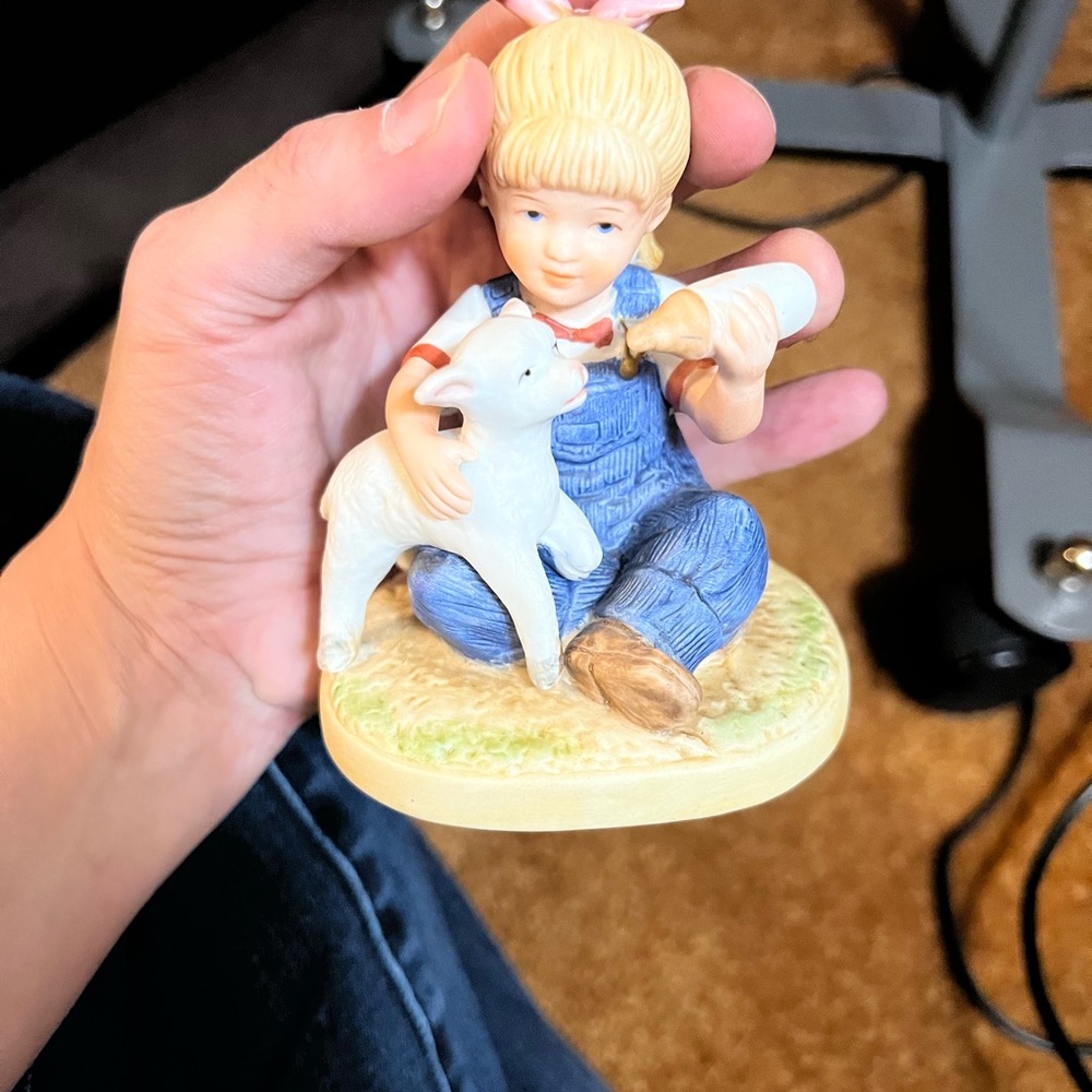 Charming Boy with Lamb Figurine
